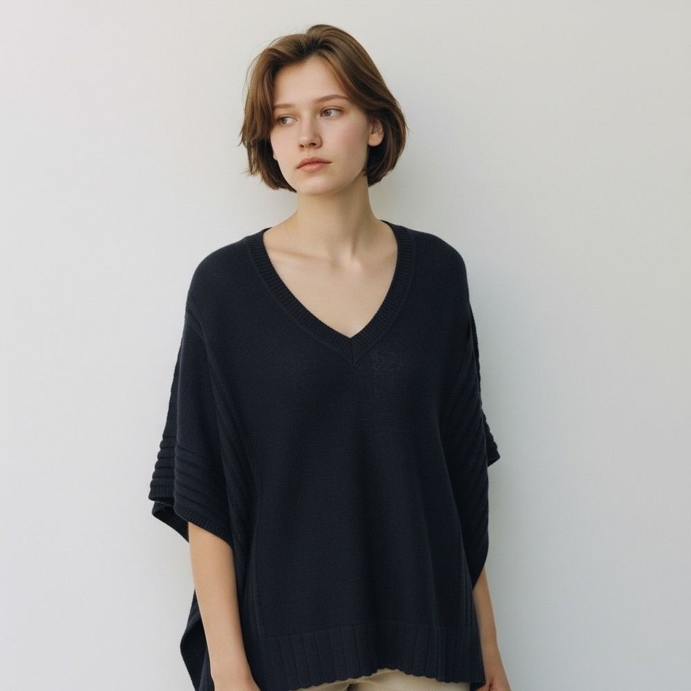 Simply Vera Vera Wang Poncho Blue Sweater NWT S/M